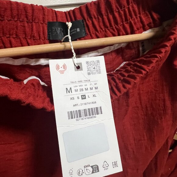 Zara Safari Co-ord Set Medium (linen look) Terracotta NWT shirt/trousers - Picture 12 of 14